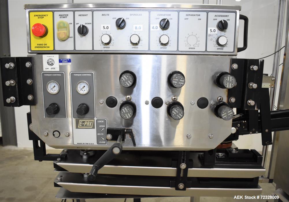 Used E-Pak Automatic Inline Quill Capper with Integrated Cap Elevator/Sorter.
